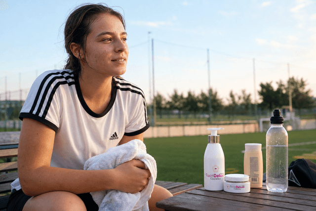 Akné po letním fotbale: pot, SPF a čistá pleť