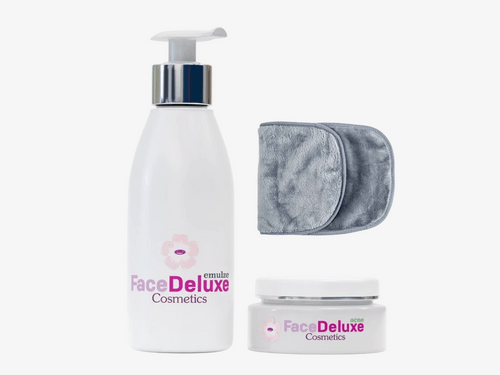 FaceDeluxe set + odličovací hadřík — česká kosmetika proti akné